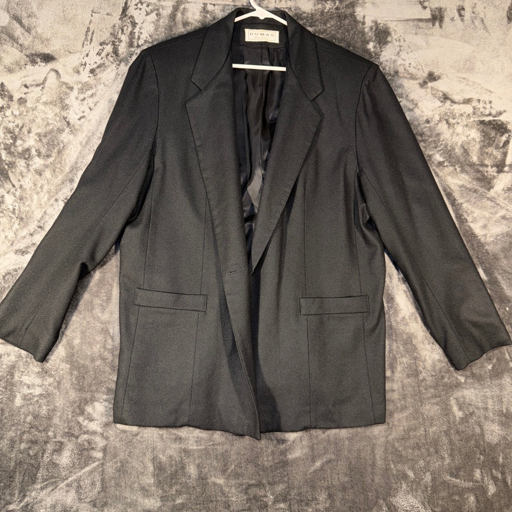 Dumas Vintage 100% Pure Wool Blazer Black Made in USA Size 16 Style 756
